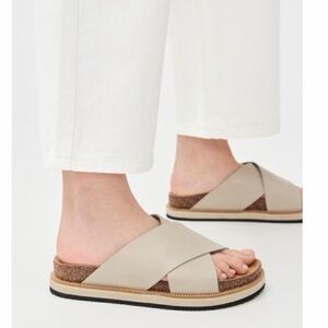 Free People Sidelines Footbed Sandals - Dove Grey - Boho Slide - Size 8 & 9 NWT